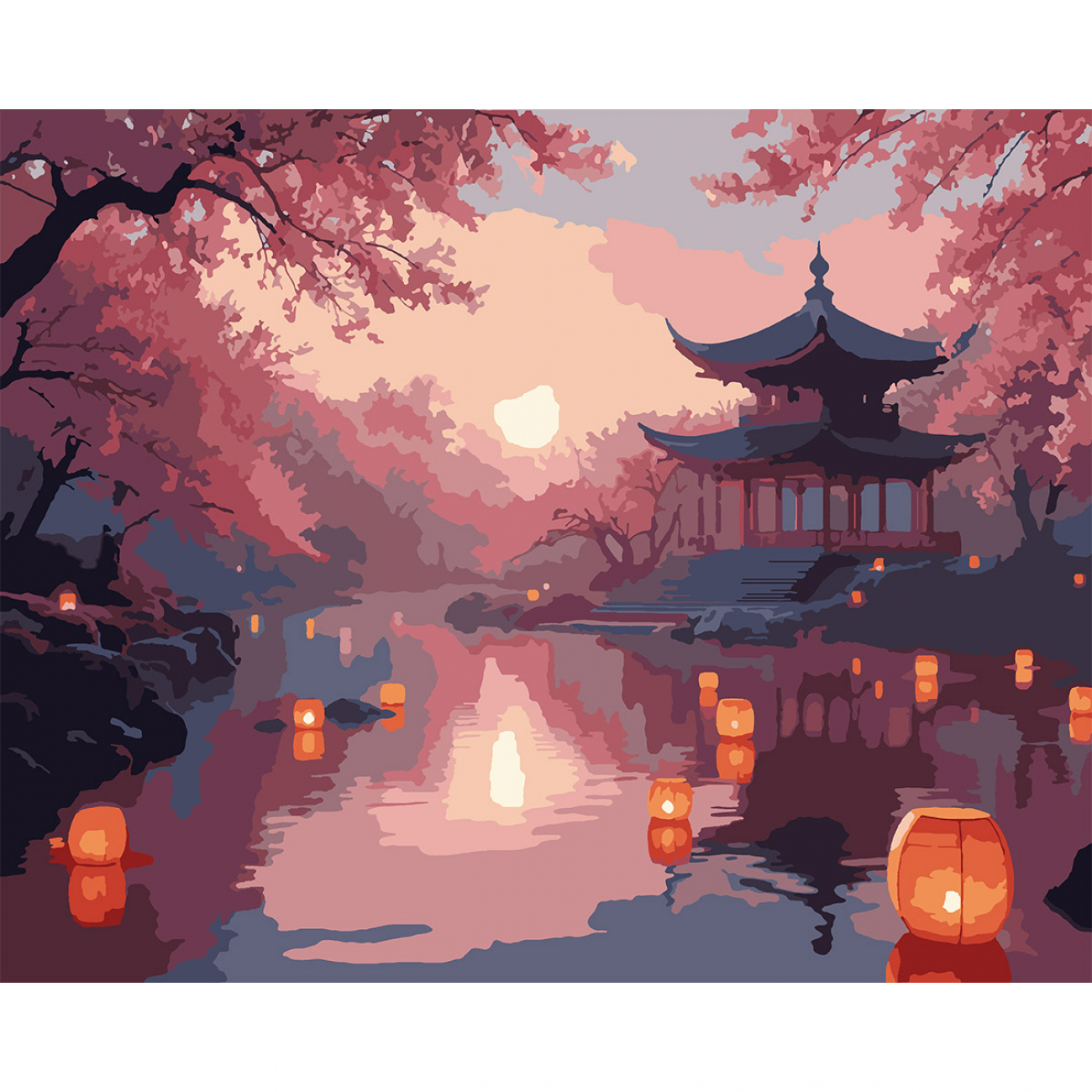 Картина за номерами SANTI "Таємнича Японія" 40*50 см, LED підсвітка, 956643