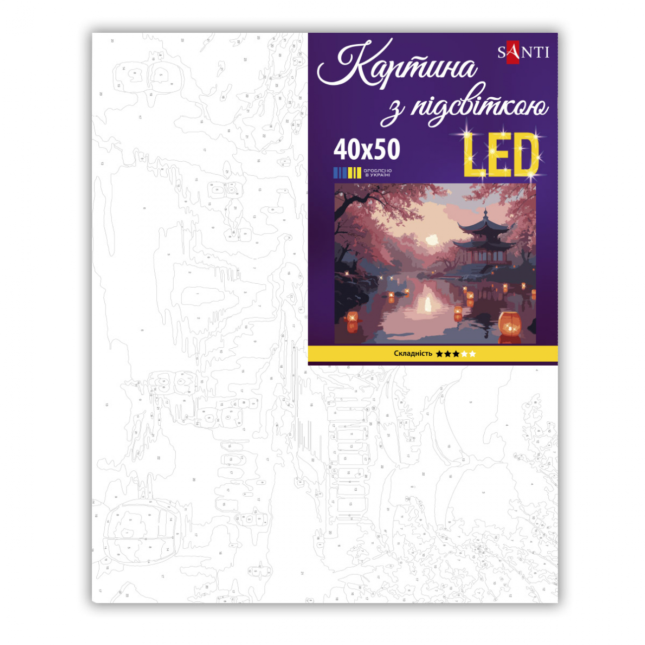 Картина за номерами SANTI "Таємнича Японія" 40*50 см, LED підсвітка, 956643 1