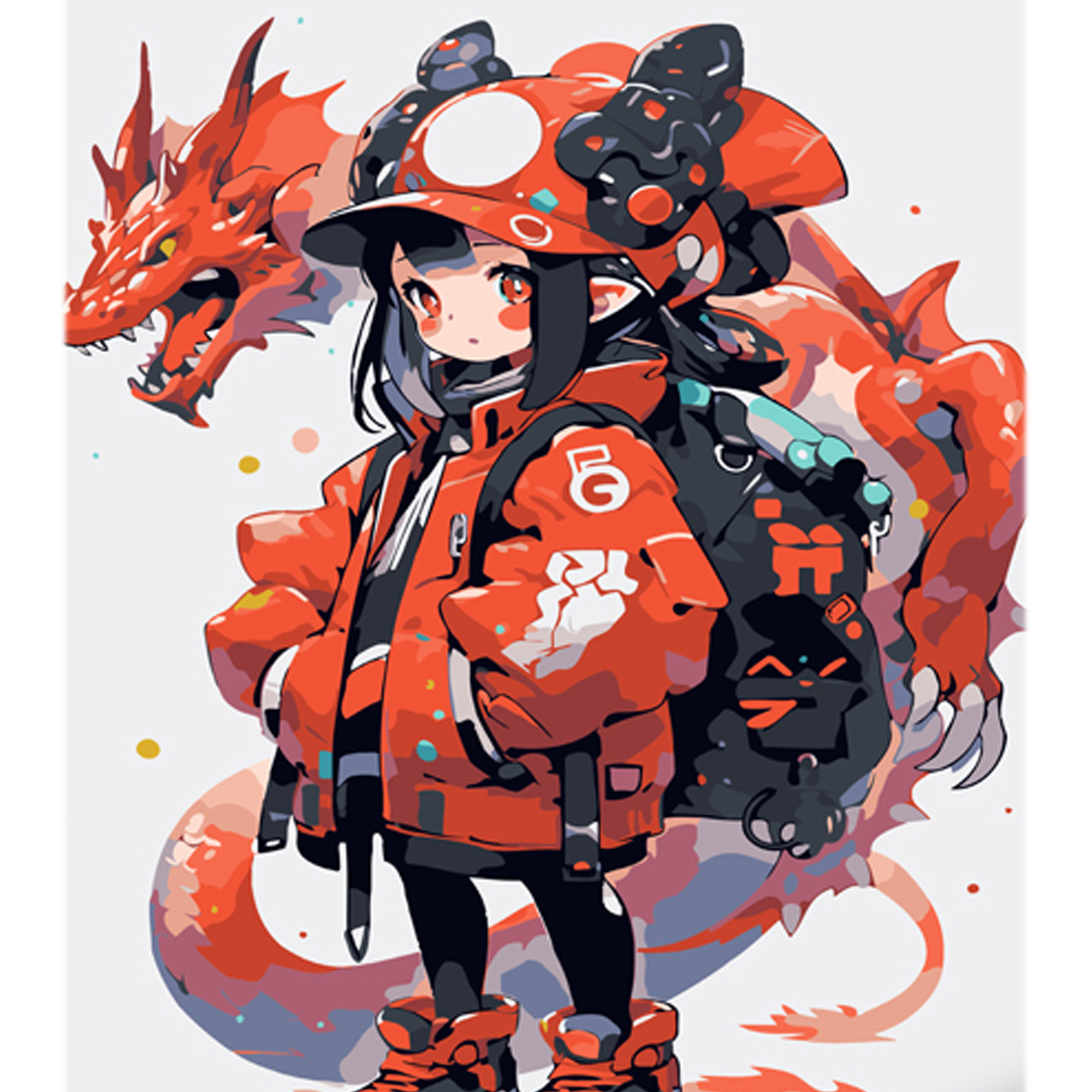 Набір для розпису по номерах 30*40 см "Аніме з ілюстрацією дракона", LY13, ТМ "Strateg"