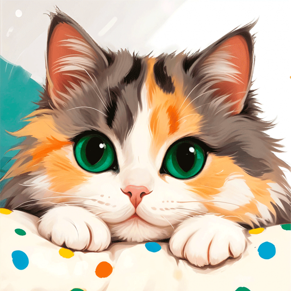 Полотно грунтованное с контуром, 20*20 "Милый котенок" хлопок, мелкое зерно, на основе ХДФ, Arteo