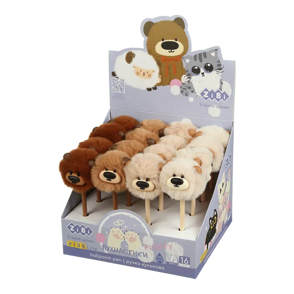 Ручка шариковая, Fluffy Big Bear, 0,7 мм, синяя, ZB.2019 1