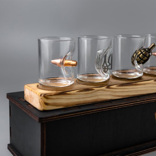 Набор рюмок MIX (шар/герб/лимонка), 3 шт, 50 мл, VSKLO