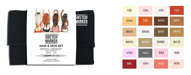 Набір маркерів SketchMarker Відтінки волосся і тіла, 24 шт, 24skin 1
