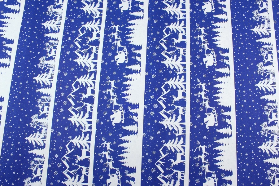 Бумага упаковочная "Зимний лес" синий на белом 0,7 м*8м, 255-5522 1