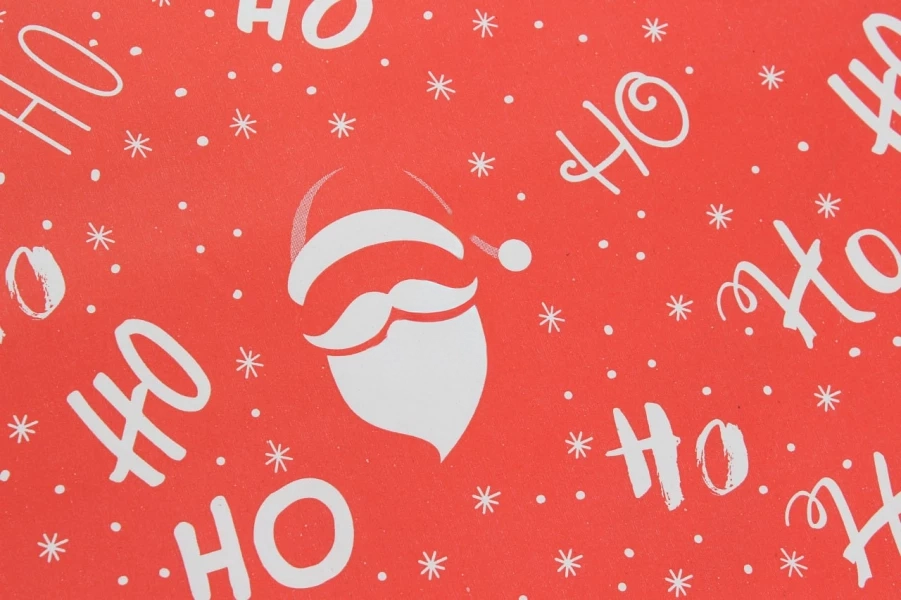 Бумага упаковочная "НО-НО" красная, новогодняя, 0,7 м*8м, 255-5911 1