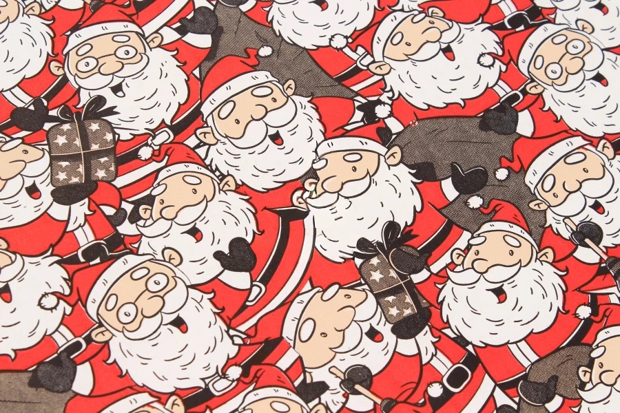 Бумага упаковочная "Лицо Санты на белом", новогодняя, ​​в рулоне, 0,7*8 м, 255-7113 1