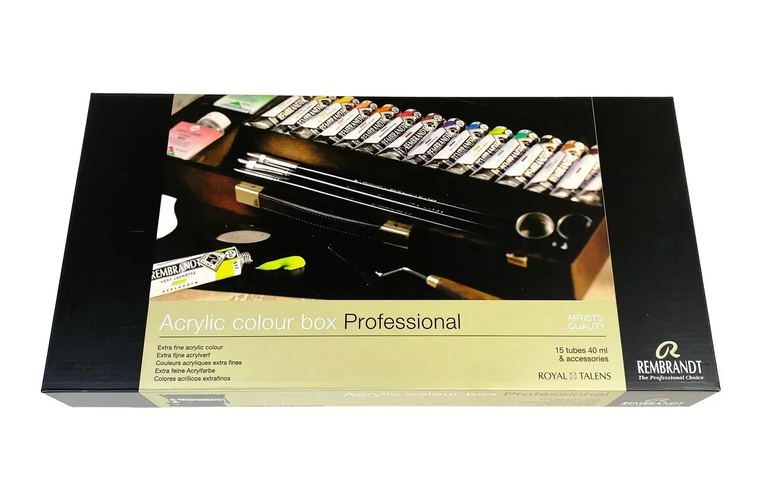 Набір акрилових фарб Rembrandt  Professional, 15 туб фаб+пензлі+допомідні матеріали, карт. коробка, Royal Talens 4