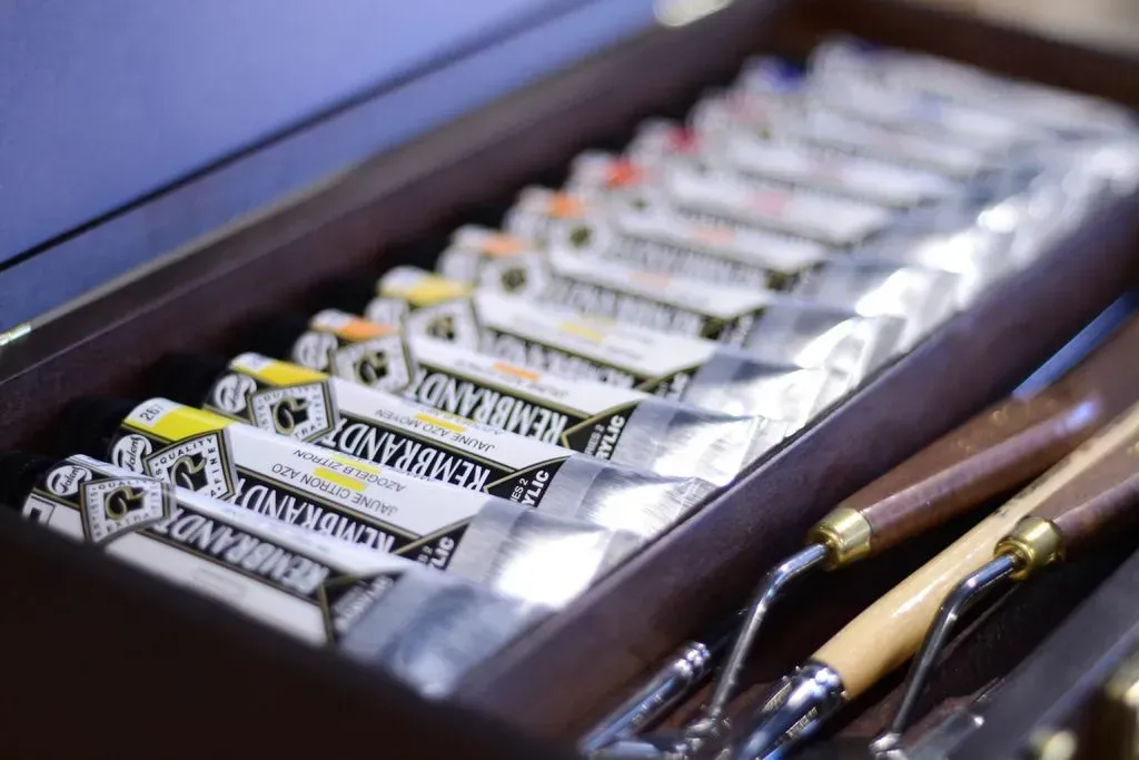 Набір акрилових фарб Rembrandt MASTER, 20 туб фарб+пензлі+допоміжні матеріали, карт. коробка, Royal Talens 6