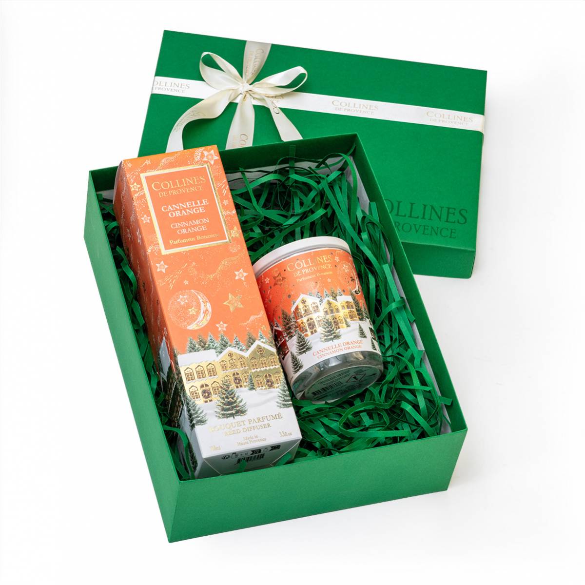 Подарунковий набір "Апельсин-кориця" Collines de Provence: дифузор 100 мл, свічка 180 г, A2502OC