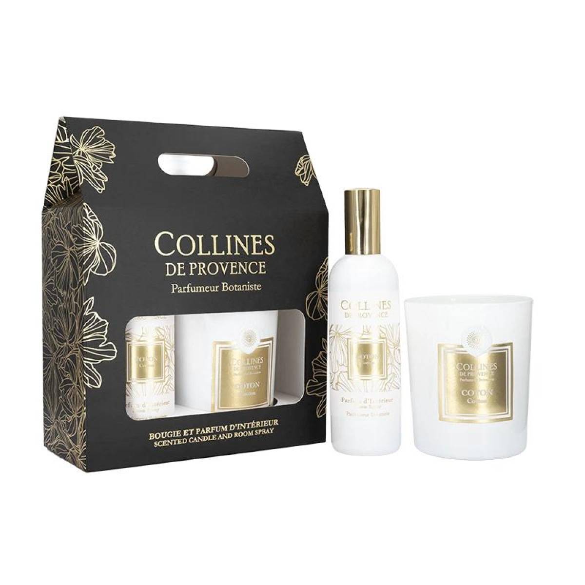 Подарунковий набір "Бавовна" Collines de Provence: спрей 100 мл, свічка 180 г, C3626COT