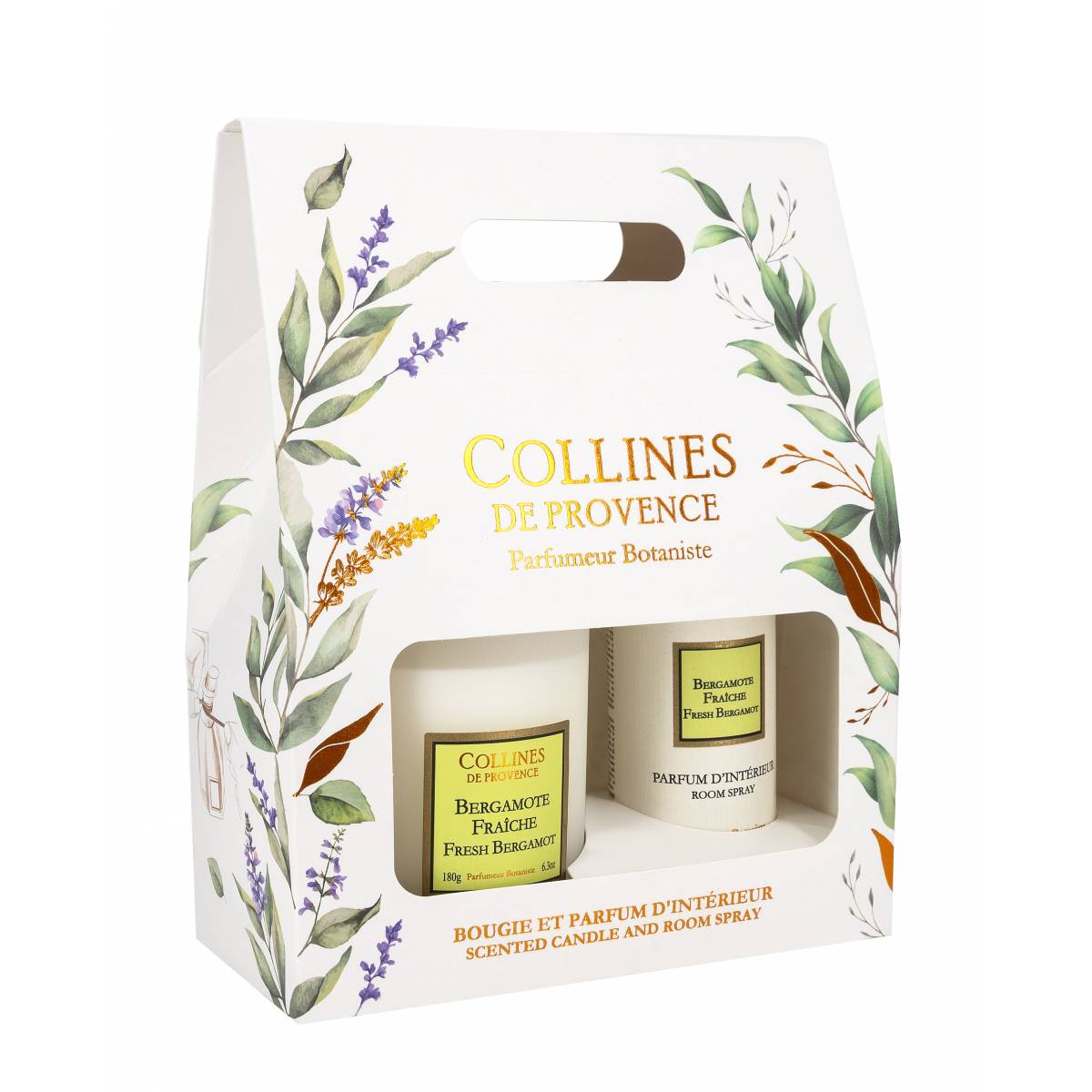 Подарунковий набір "Свіжий бергамот" Collines de Provence: спрей 100 мл, свічка 180 г, C0126BFR 1