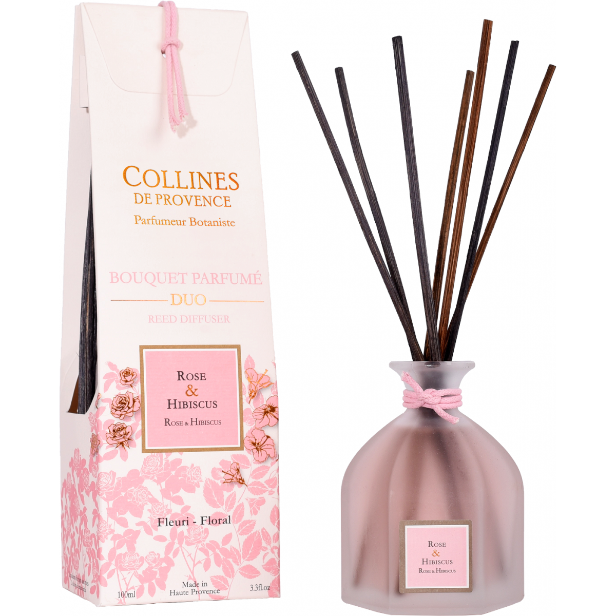 Подарунковий набір "Троянда і Гібіскус" Collines de Provence: дифузор 100 мл, свічка 180 г, A2502RH 2