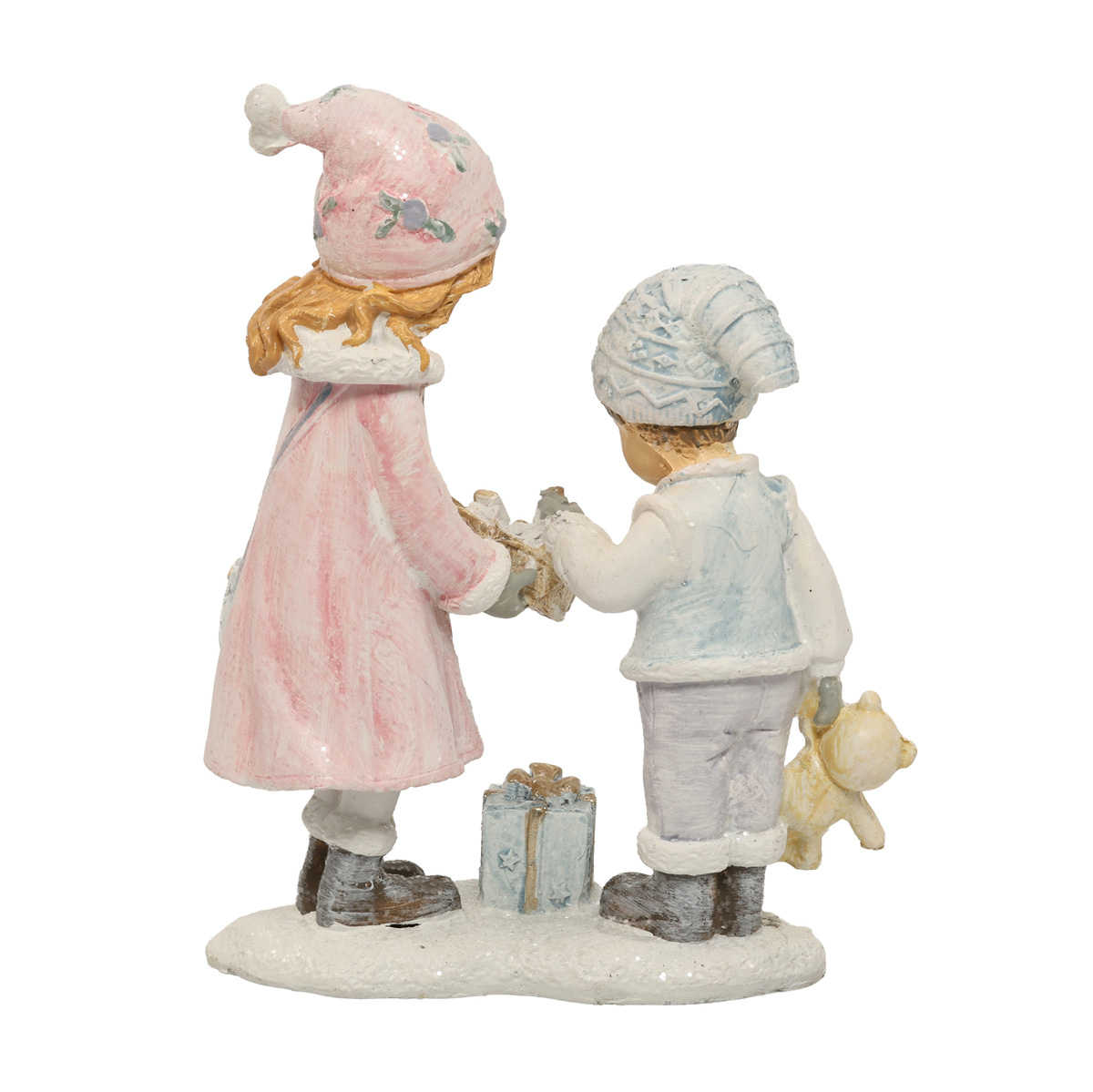 Статуэтка декоративная "Дети с подарками" 12,5 см, розово-голубой, 707-320 2
