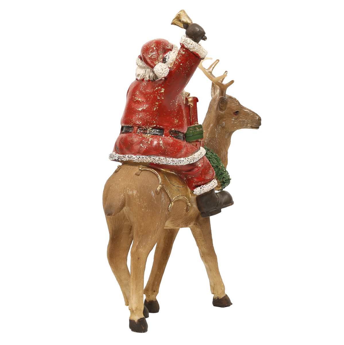 Статуэтка декоративная "Санта на Олене" 22,5 см, красный с коричневым, 707-897 2