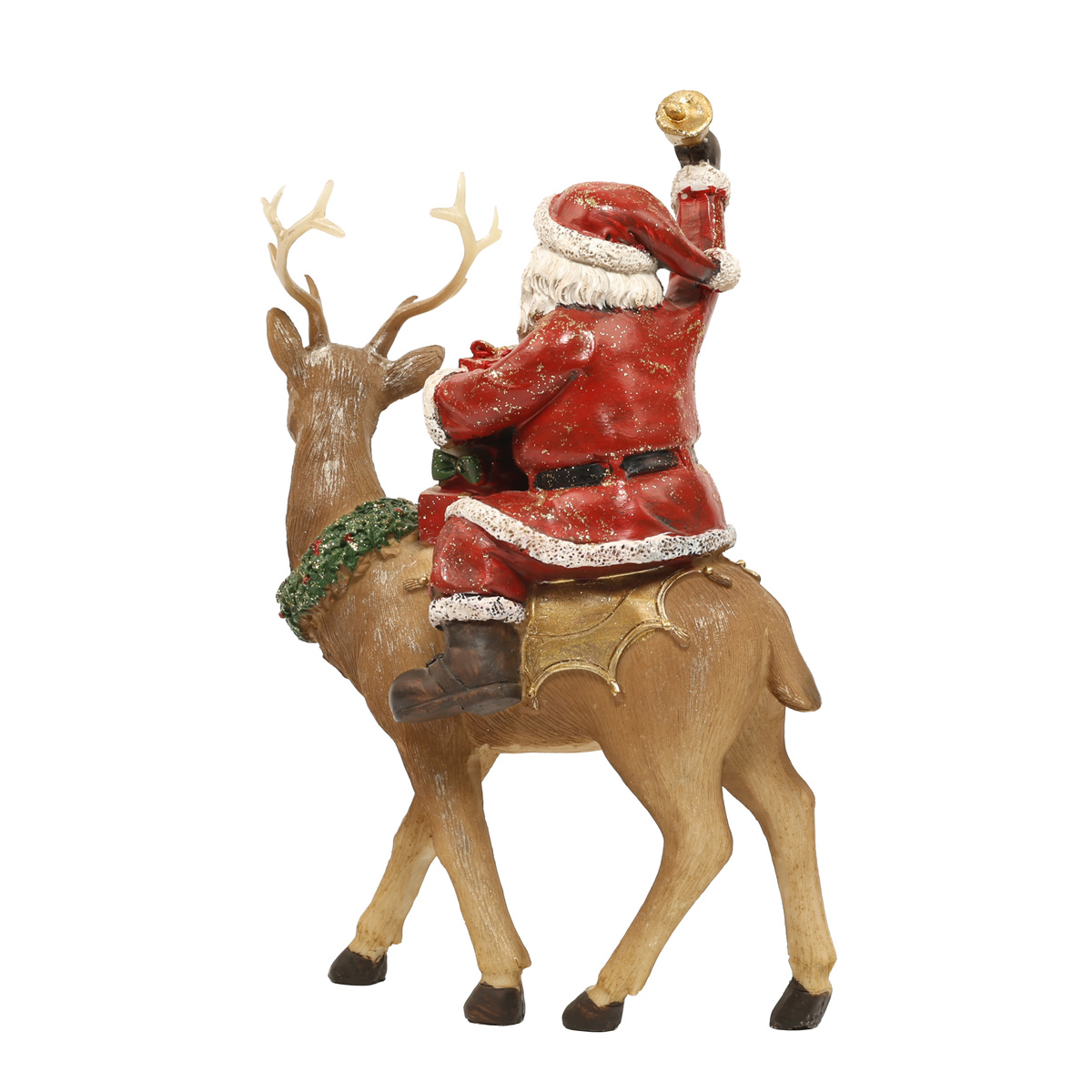 Статуэтка декоративная "Санта на Олене" 22,5 см, красный с коричневым, 707-897 3