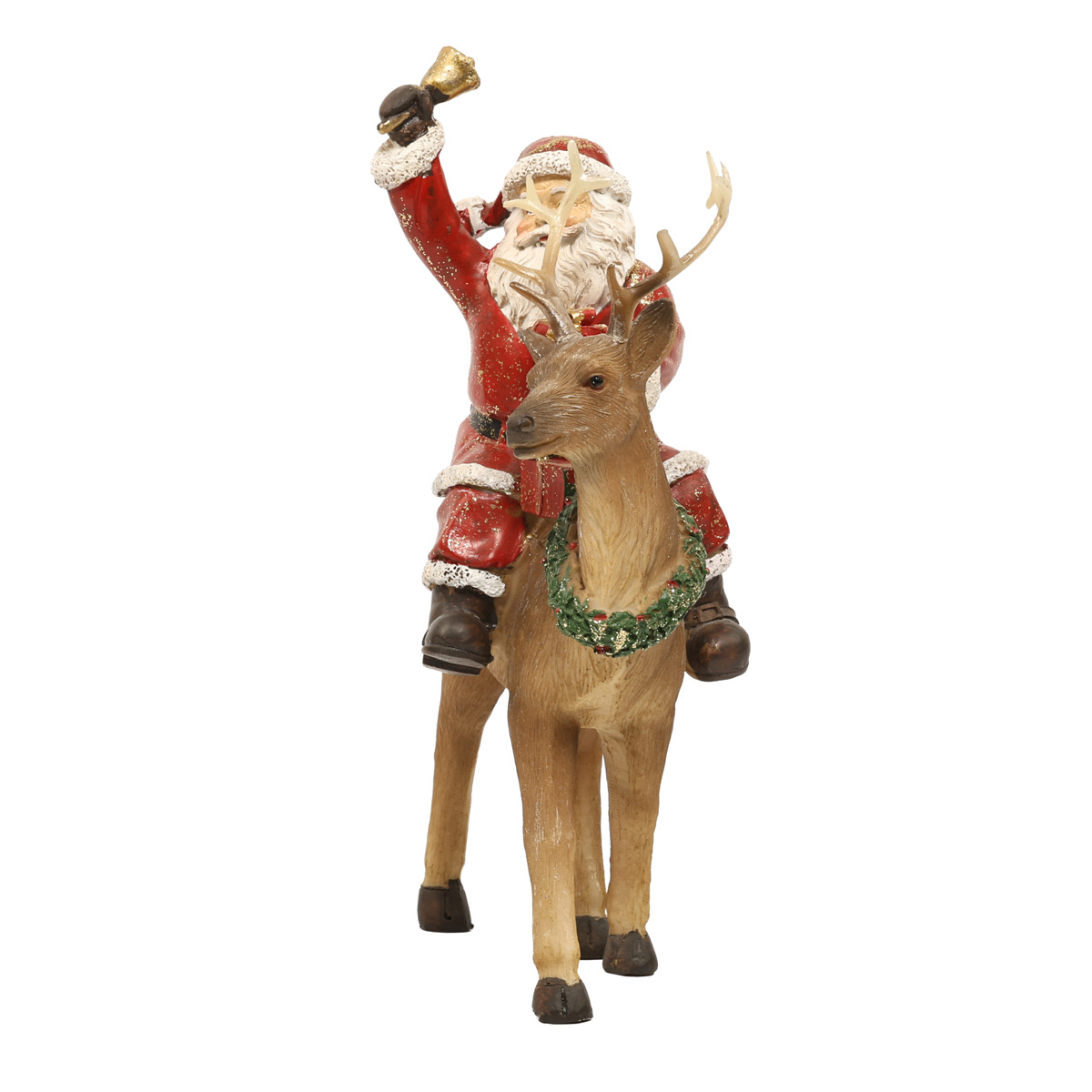 Статуэтка декоративная "Санта на Олене" 22,5 см, красный с коричневым, 707-897 1