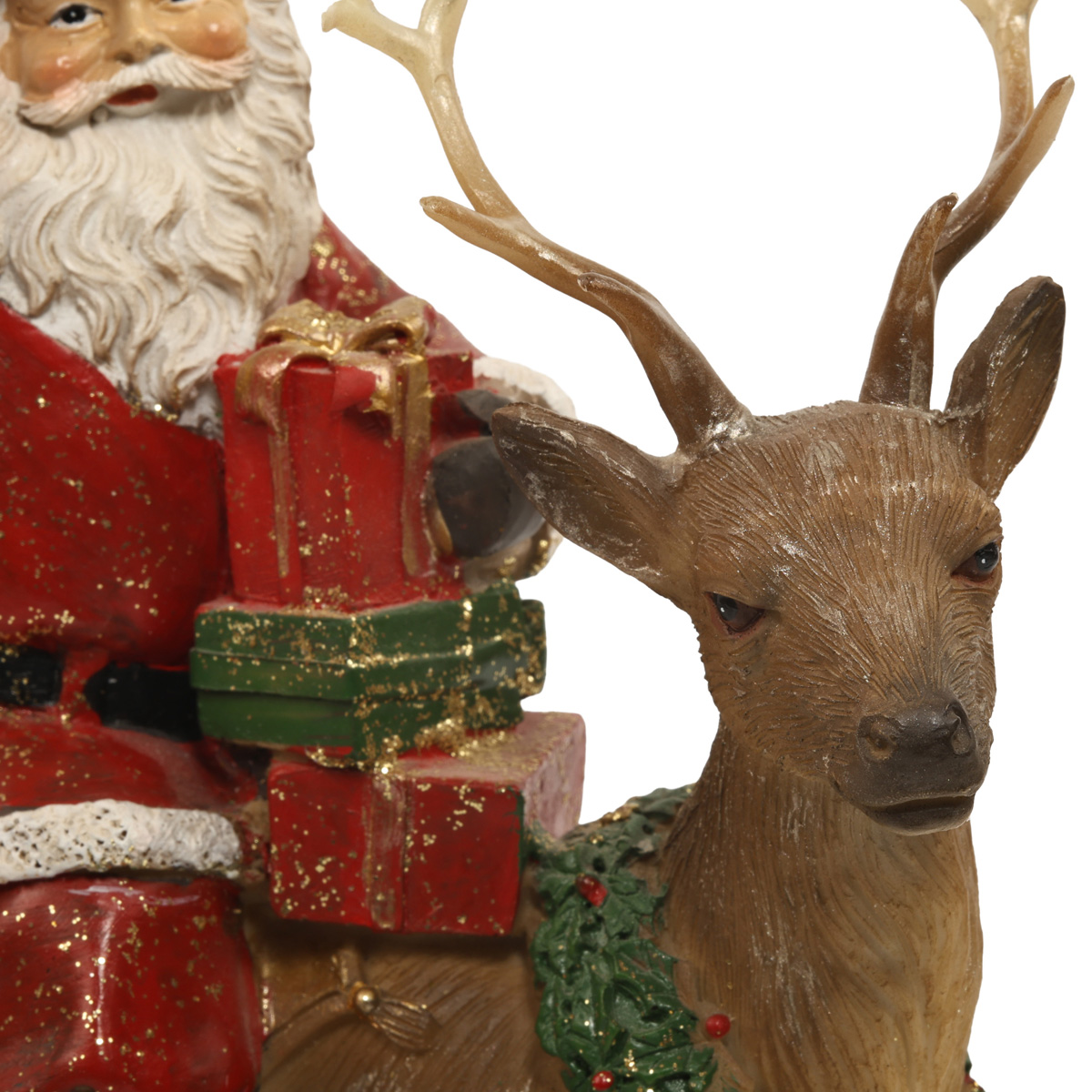 Статуэтка декоративная "Санта на Олене" 22,5 см, красный с коричневым, 707-897 6