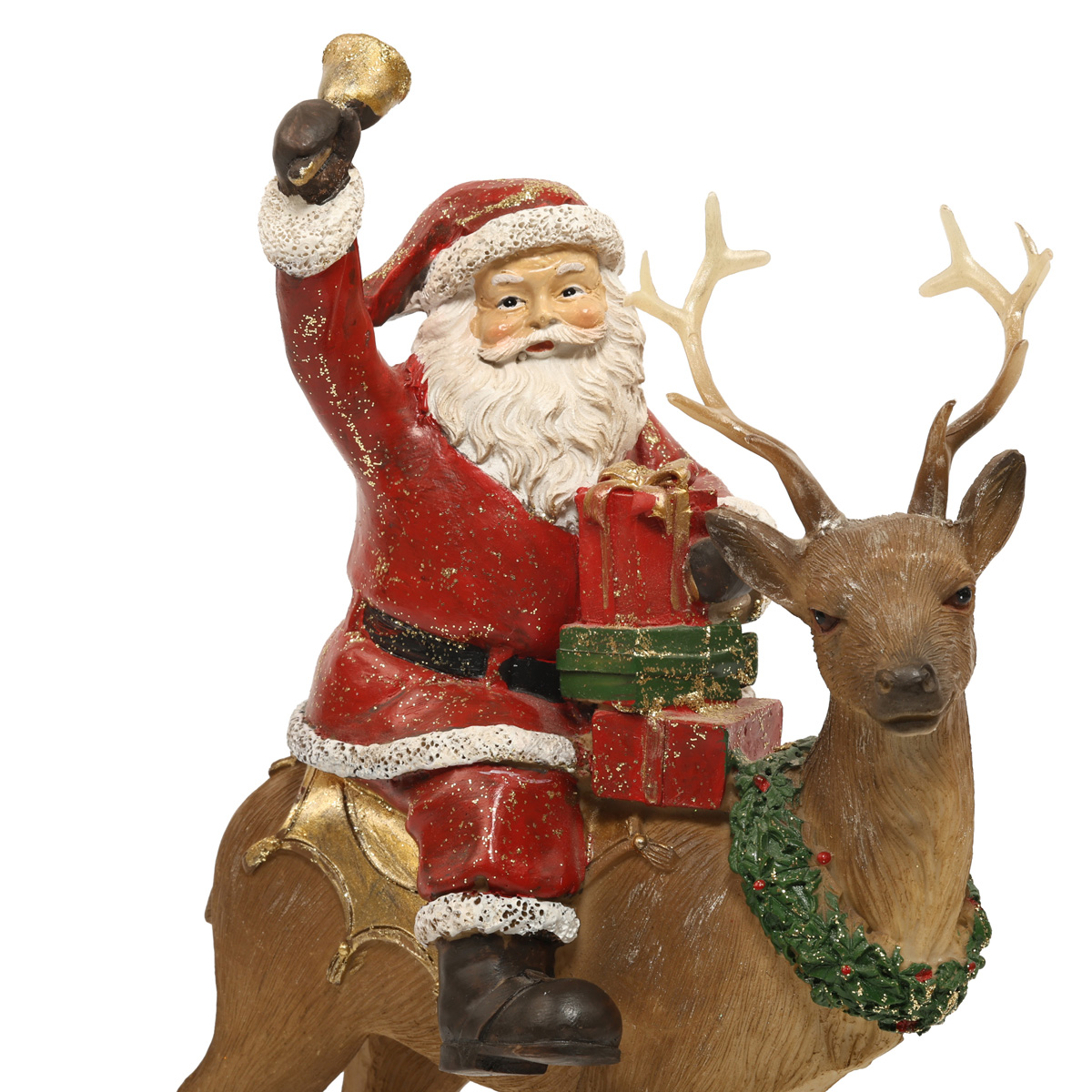 Статуэтка декоративная "Санта на Олене" 22,5 см, красный с коричневым, 707-897 4