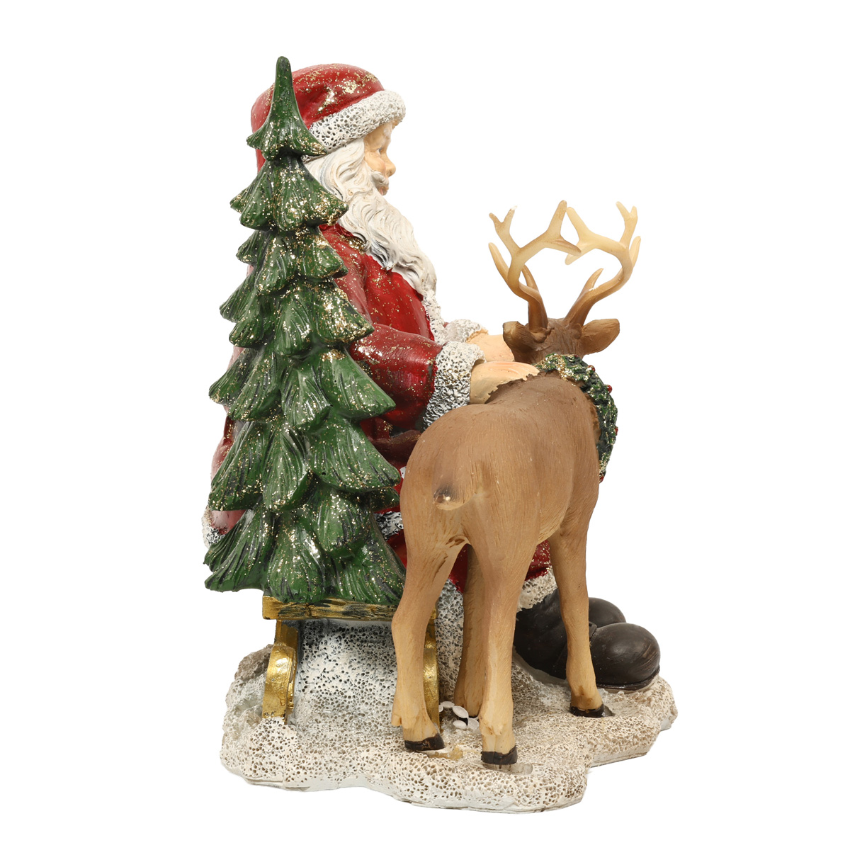 Статуэтка декоративная "Санта с Оленем" 17 см, красный, 707-892 3