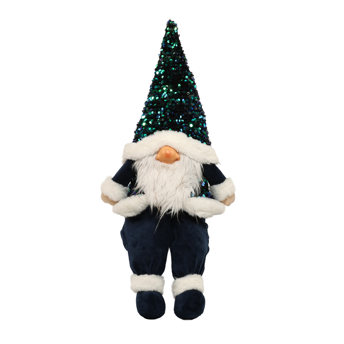 Мягкая игрушка Сидячий Гном, 64 см, синий в паетках, 877-111