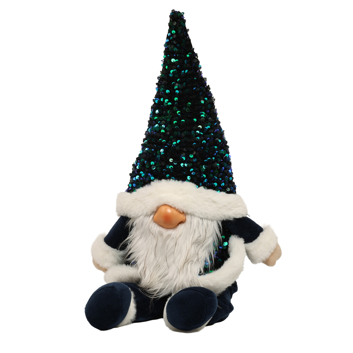 Мягкая игрушка Сидячий Гном, 64 см, синий в паетках, 877-111 1