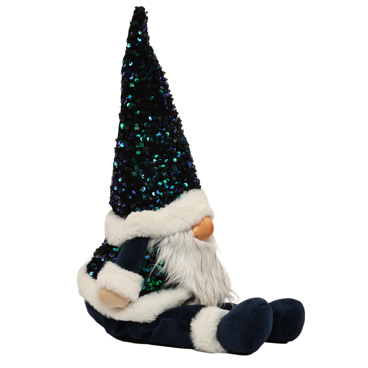 Мягкая игрушка Сидячий Гном, 64 см, синий в паетках, 877-111 2