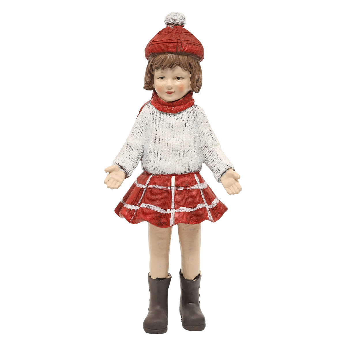 Статуетка декоративна "Дівчинка і Хлопчик" 20 см (2 дизайна), білий з червоним, 218-979