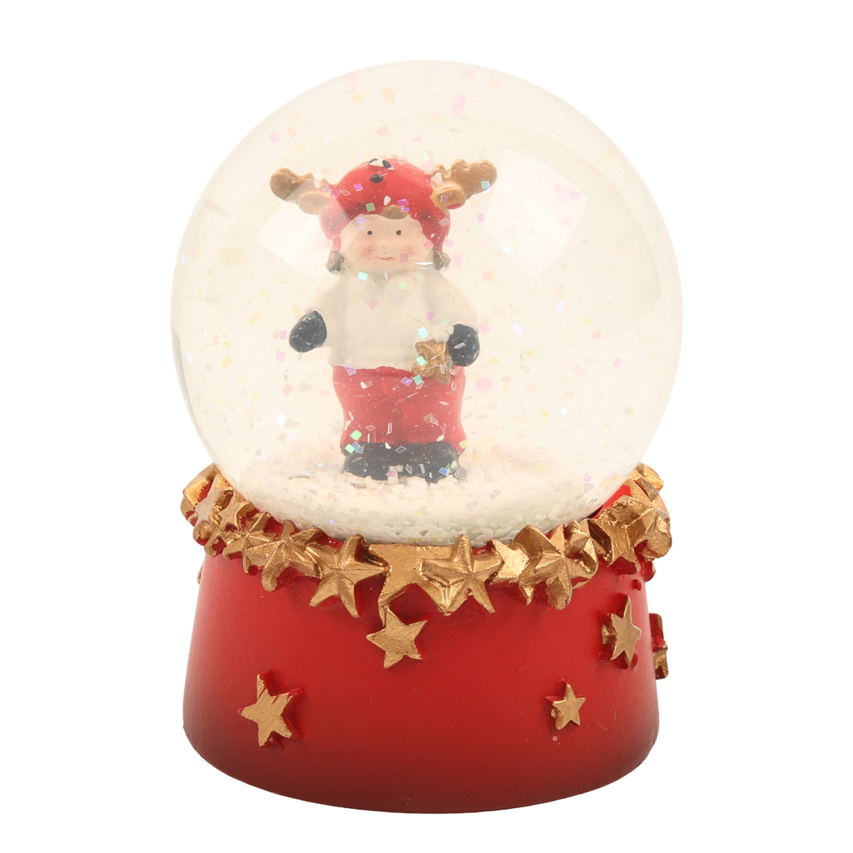 Декоративный водяной шар "Детки в оленьих шапках" 8 см, в ассорт., 913-320