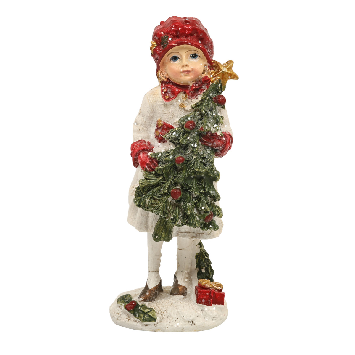 Фигурка декоративная "Девочка с елкой" 12 см, 192-204-1
