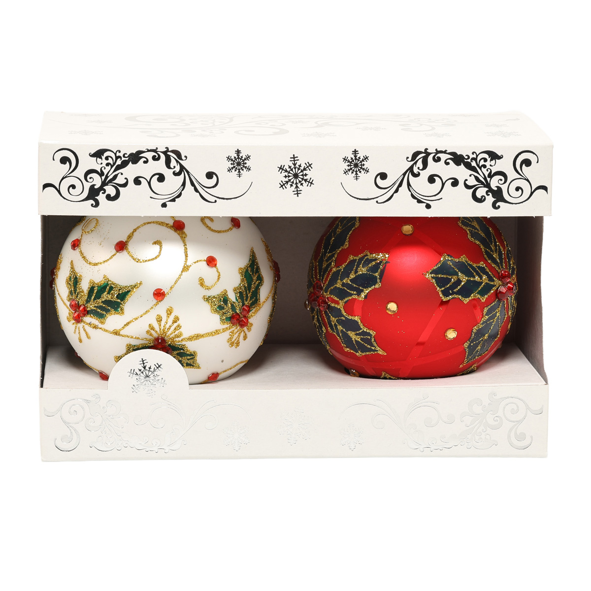 Набір ялинкових куль "Різдвяні квіти"