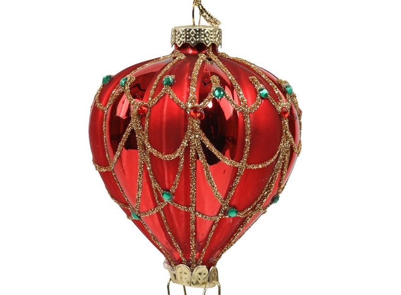 Ялинкова прикраса "Санта на повітряній кулі" 8*8,5, 8*15 см, червоно-золотий, YQ250209E 2