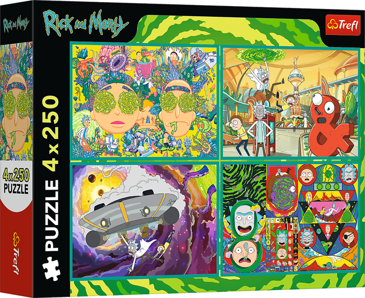 Пазл "4*250" - Закрученный мир, Rick and Morty, Trefl, 13338