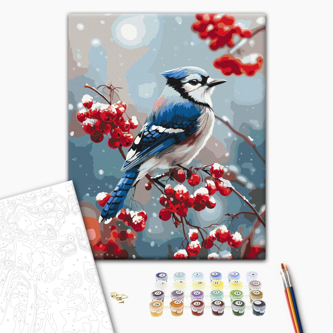 Картина по номерам 40x50 см "Птичка на морозной ветке", BS54498 1