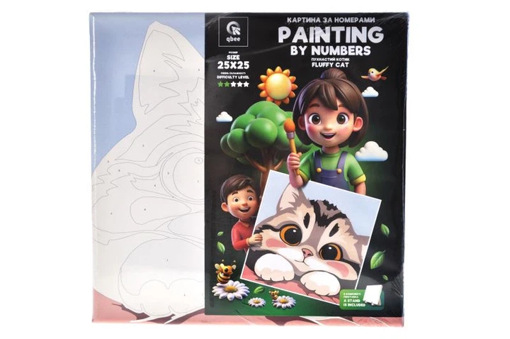 Набор для росписи по номерам в обложке 25х25 см "Пушистый котик", 900-080 2