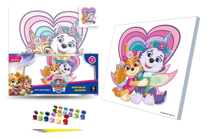 Набор для росписи по номерам в обложке 30х30 см "Щенячий патруль: Скай и Эверест", 913-008