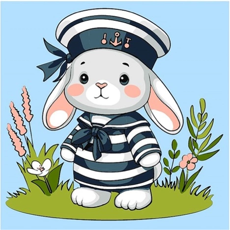 Набор для росписи по номерам 25х25 см "Зайка-морячок", 900-010