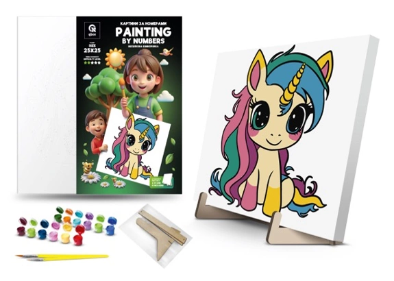 Набор для росписи по номерам 25х25 см "Радужная единорожка", 900-012 1