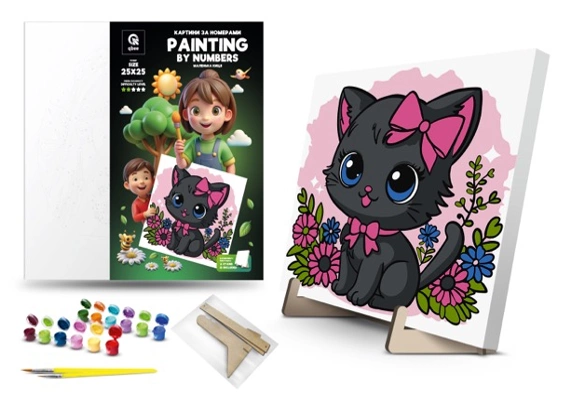 Набор для росписи по номерам 25х25 см "Маленькая кошка", 900-053 1