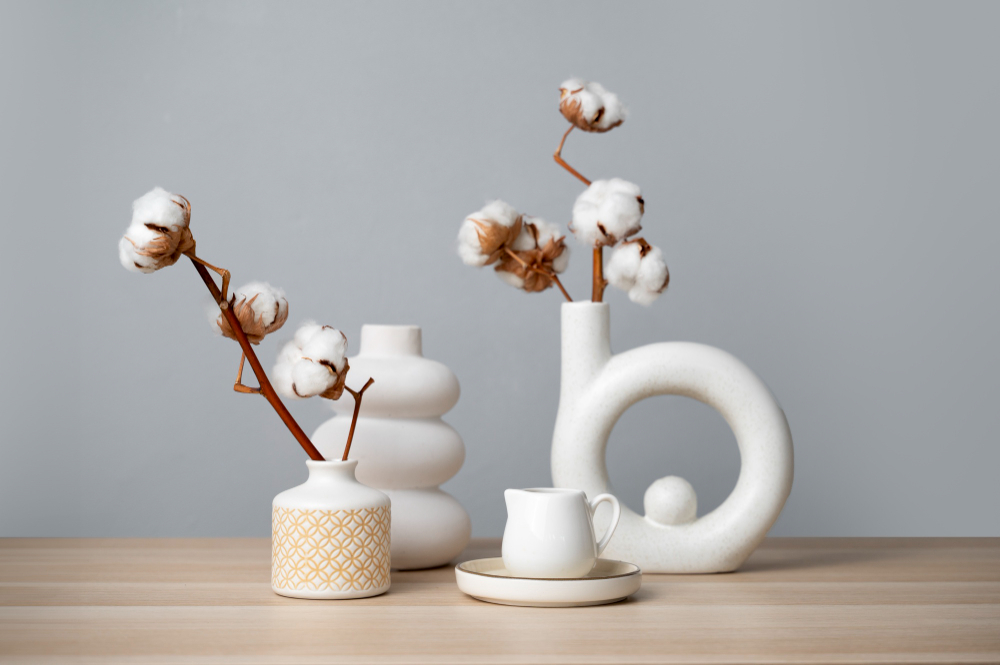 Керамические и стеклянные вазы для оформления дома