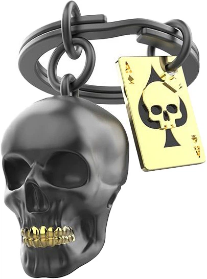 Брелок Metalmorphose "Black Sull with Playing Card"