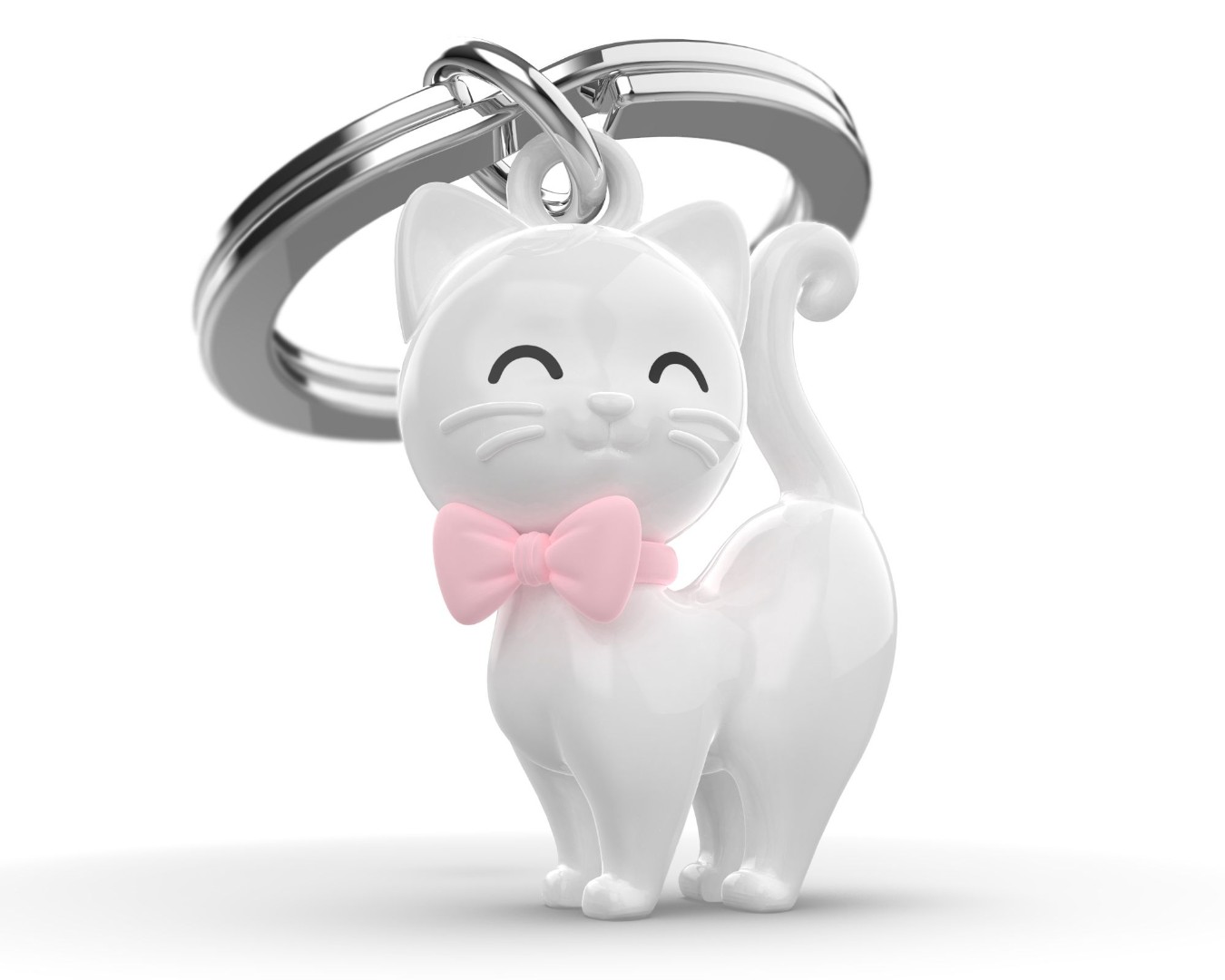 Брелок Metalmorphose "White cat with silicone bowtie"