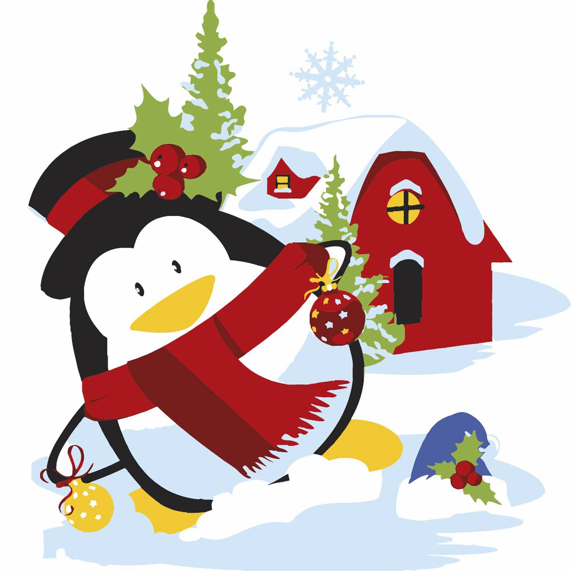 Набор для росписи по номерам 20*20 см "Пингвин у дома", HH8003, ТМ "Strateg"