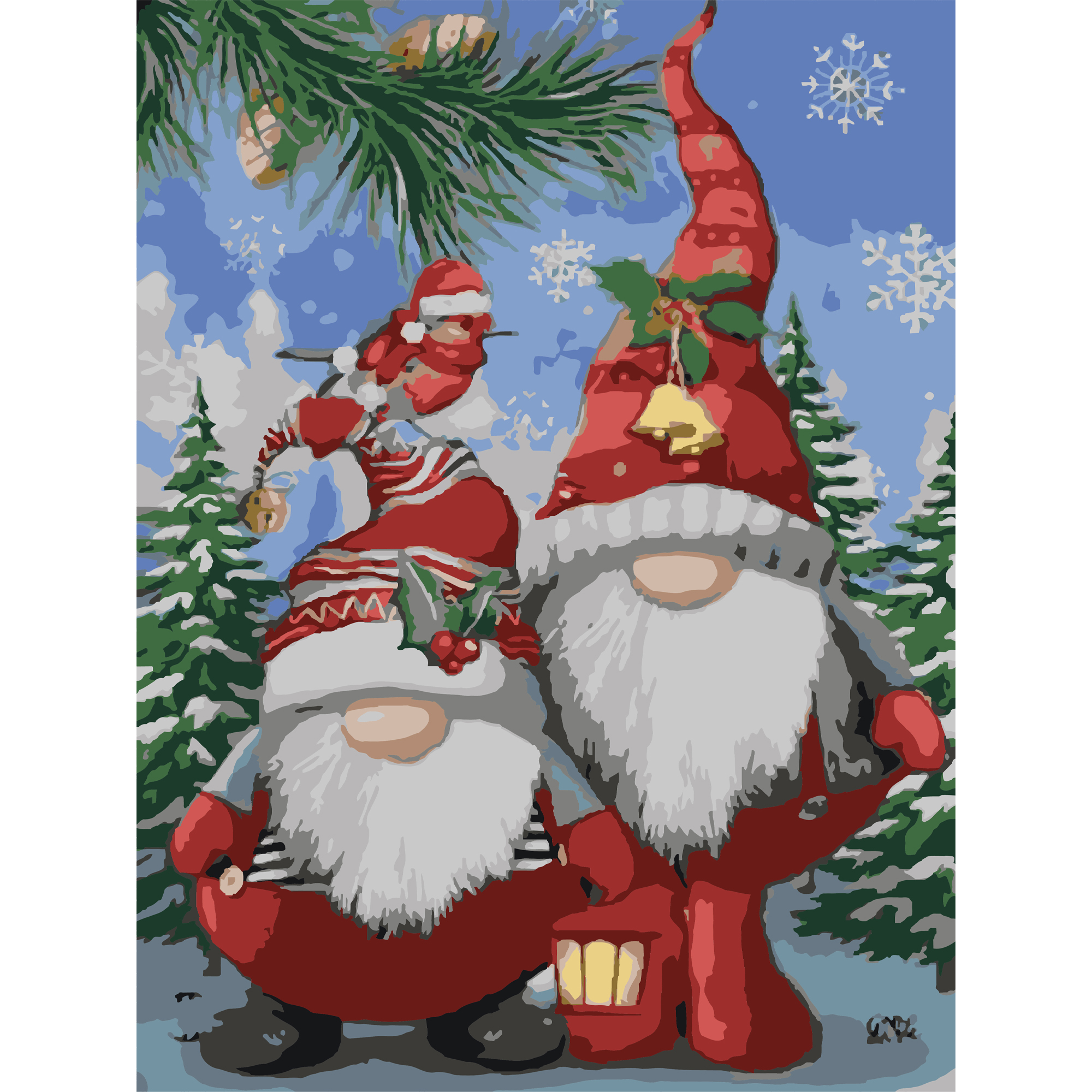 Набор для росписи по номерам 30*40 см "Рождественские гномы", SS1224, ТМ "Strateg"