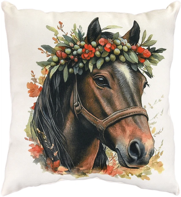 Подушка микровелюр Strateg Цветочная лошадь 35*35 см, 61271