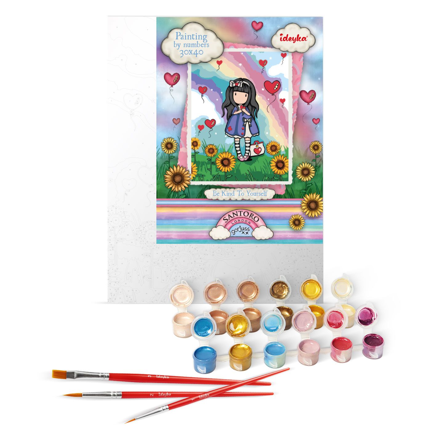 Набір для розпису по номерах 30*40 см "Be Kind To Yourself Santoro Gorjuss Collection", KHO8587, ТМ "Ideyka" 1
