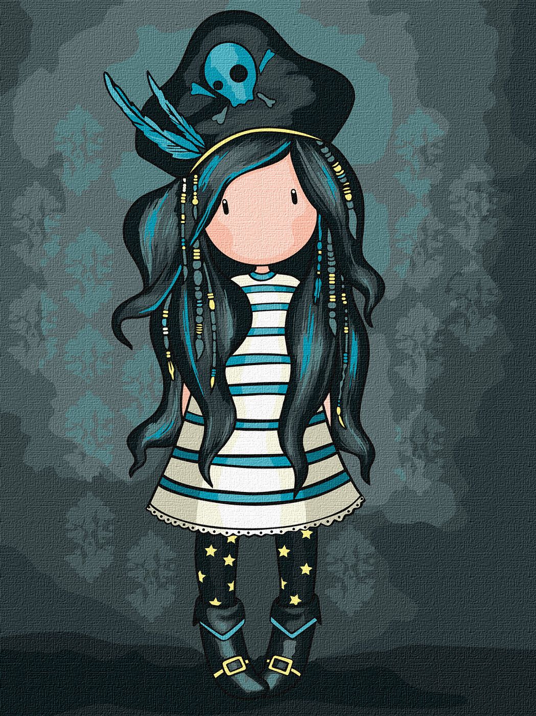 Набір для розпису по номерах 30*40 см "Black Pearl Santoro Gorjuss Collection", KHO8679, ТМ "Ideyka"