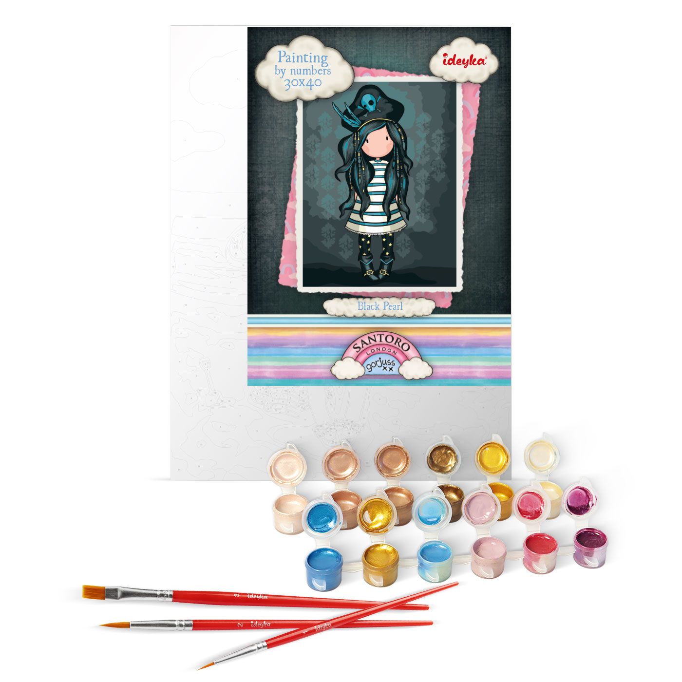 Набір для розпису по номерах 30*40 см "Black Pearl Santoro Gorjuss Collection", KHO8679, ТМ "Ideyka" 1
