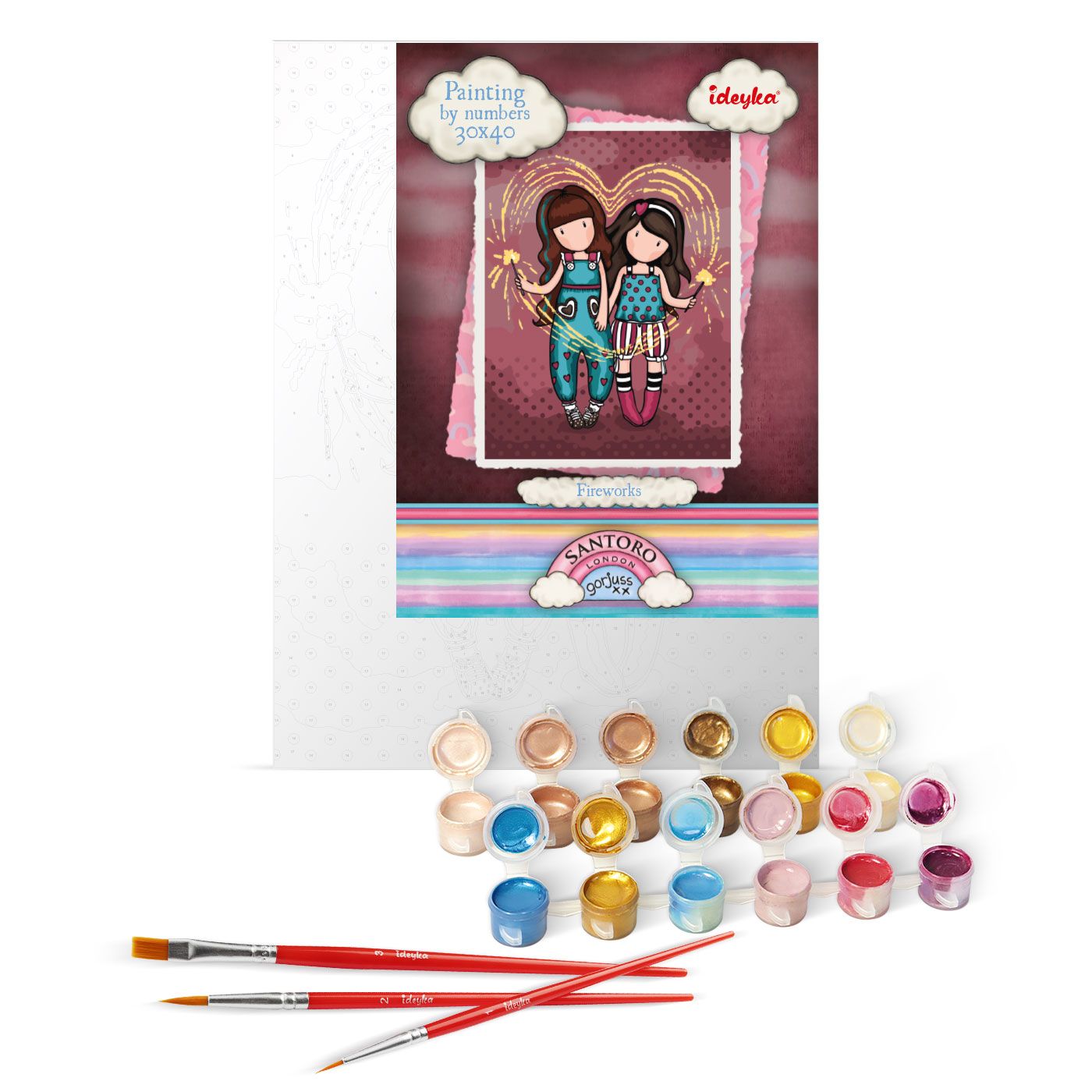 Набір для розпису по номерах 30*40 см "Fireworks Santoro Gorjuss Collection", KHO8681, ТМ "Ideyka" 1