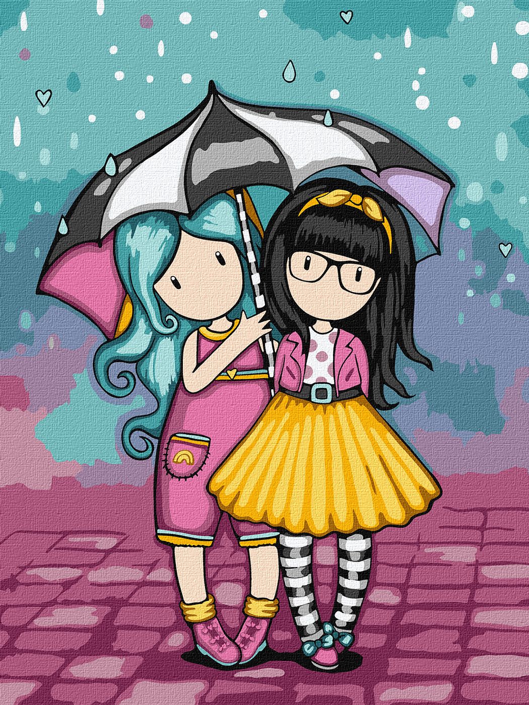 Набір для розпису по номерах 30*40 см "Look-Be Kind Santoro Gorjuss Collection", KHO8586, ТМ "Ideyka"