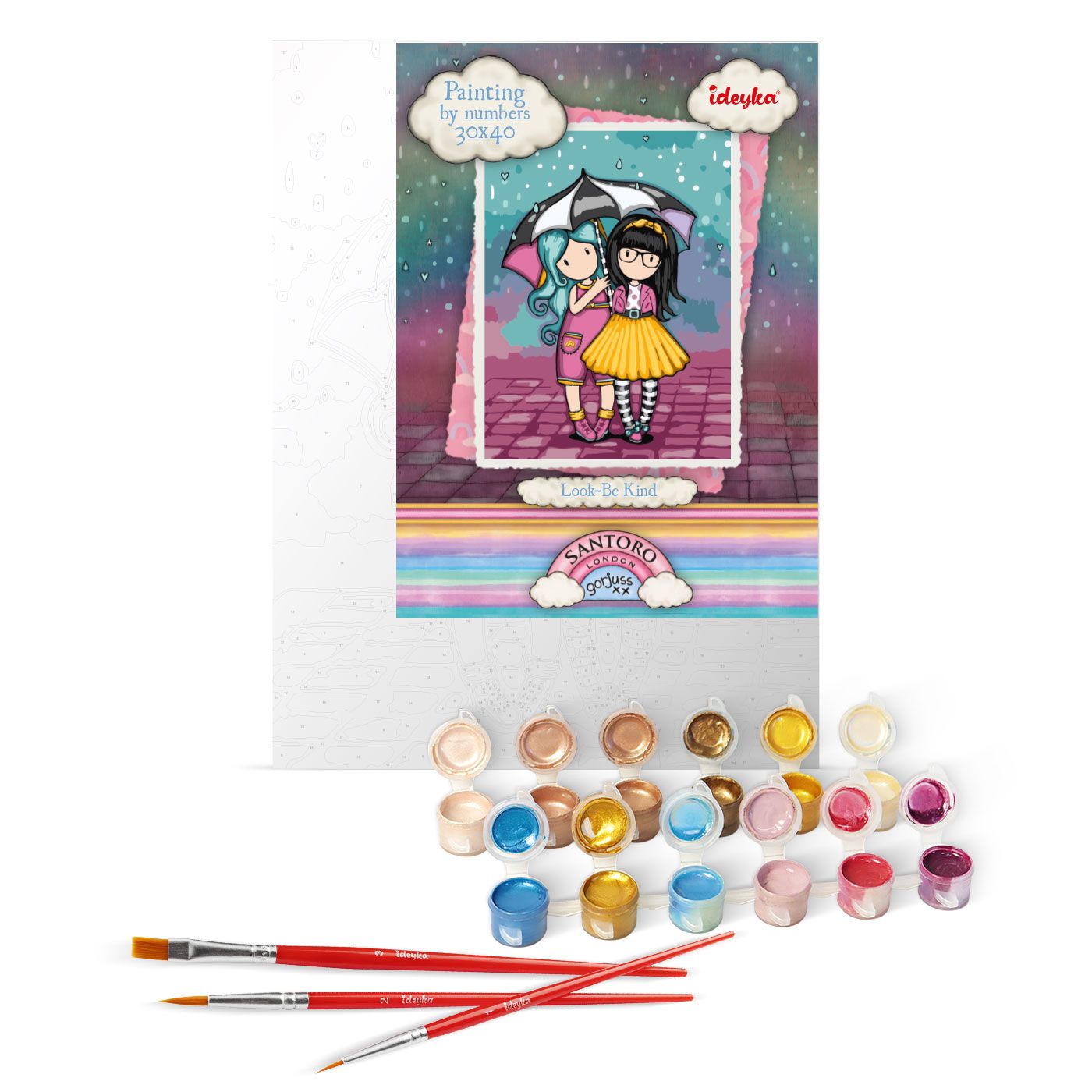 Набір для розпису по номерах 30*40 см "Look-Be Kind Santoro Gorjuss Collection", KHO8586, ТМ "Ideyka" 1
